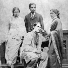 Sitting - Jyotirindranath Tagore. Standing - from right - Kadambari, wife of Jyotirindranath, Satyendranath Tagore, Jnanadanandini, wife of Satyendranath. Image credit: Ministry of Culture, Government of India.