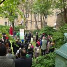 Geddes looking at Tagore in Sandeman Garden